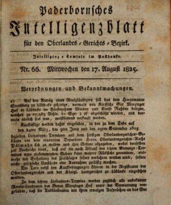 Paderbornsches Intelligenzblatt Mittwoch 17. August 1825