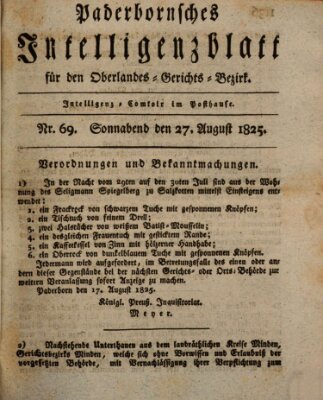 Paderbornsches Intelligenzblatt Samstag 27. August 1825