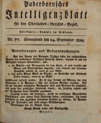 Paderbornsches Intelligenzblatt Samstag 24. September 1825