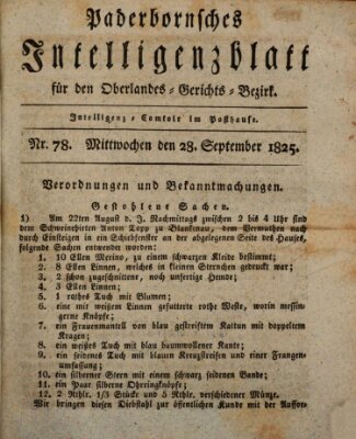 Paderbornsches Intelligenzblatt Mittwoch 28. September 1825