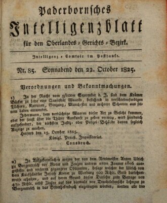 Paderbornsches Intelligenzblatt Samstag 22. Oktober 1825