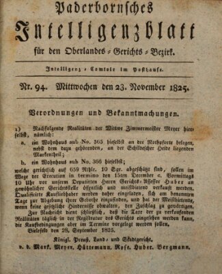 Paderbornsches Intelligenzblatt Mittwoch 23. November 1825