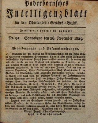 Paderbornsches Intelligenzblatt Samstag 26. November 1825