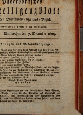 Paderbornsches Intelligenzblatt Mittwoch 7. Dezember 1825