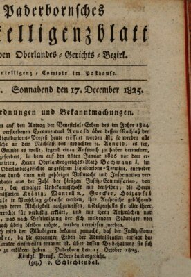 Paderbornsches Intelligenzblatt Samstag 17. Dezember 1825