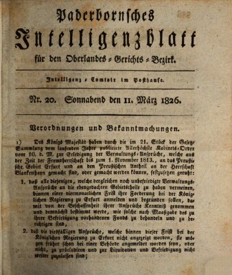 Paderbornsches Intelligenzblatt Samstag 11. März 1826