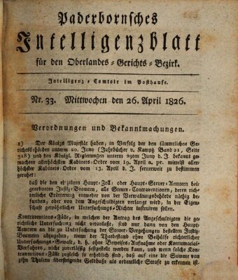 Paderbornsches Intelligenzblatt Mittwoch 26. April 1826