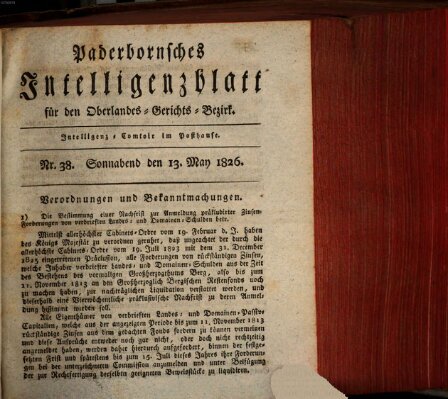 Paderbornsches Intelligenzblatt Samstag 13. Mai 1826