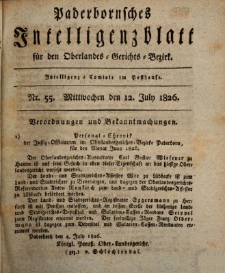 Paderbornsches Intelligenzblatt Mittwoch 12. Juli 1826