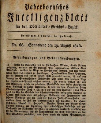 Paderbornsches Intelligenzblatt Samstag 19. August 1826