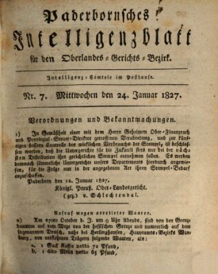 Paderbornsches Intelligenzblatt Mittwoch 24. Januar 1827