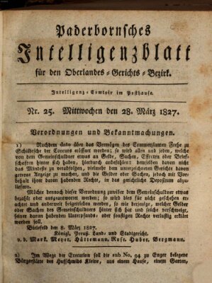 Paderbornsches Intelligenzblatt Mittwoch 28. März 1827