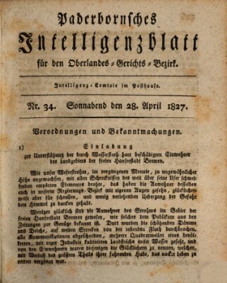 Paderbornsches Intelligenzblatt Samstag 28. April 1827