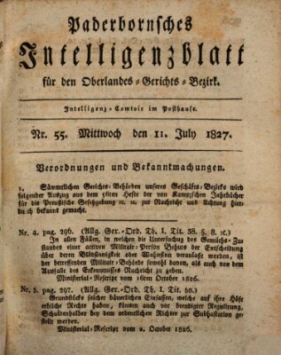 Paderbornsches Intelligenzblatt Mittwoch 11. Juli 1827