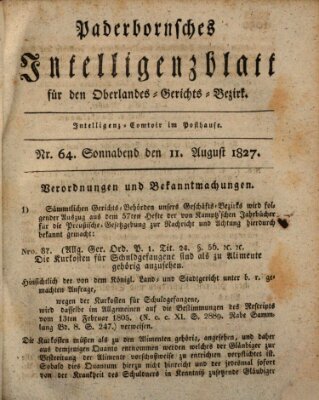 Paderbornsches Intelligenzblatt Samstag 11. August 1827