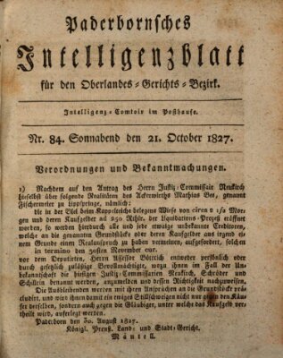 Paderbornsches Intelligenzblatt Sonntag 21. Oktober 1827