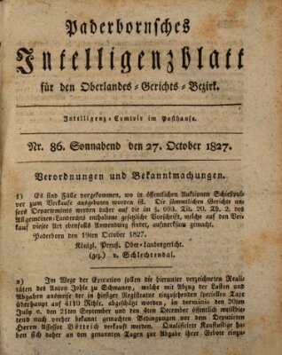 Paderbornsches Intelligenzblatt Samstag 27. Oktober 1827