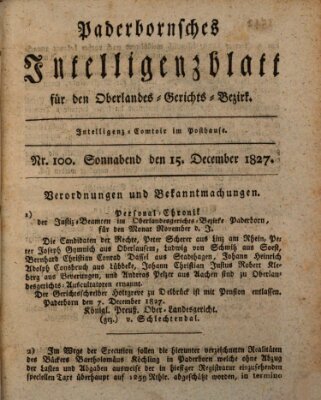 Paderbornsches Intelligenzblatt Samstag 15. Dezember 1827