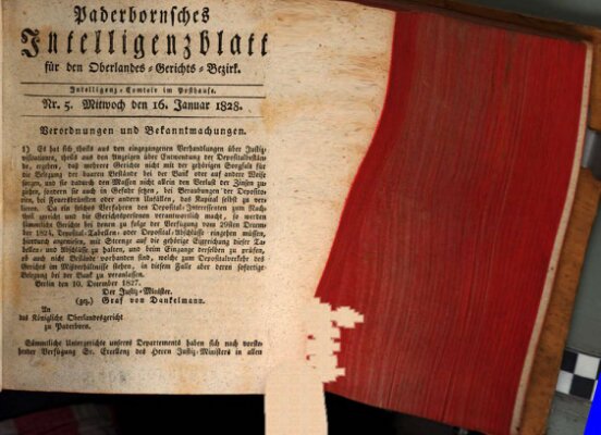 Paderbornsches Intelligenzblatt Mittwoch 16. Januar 1828