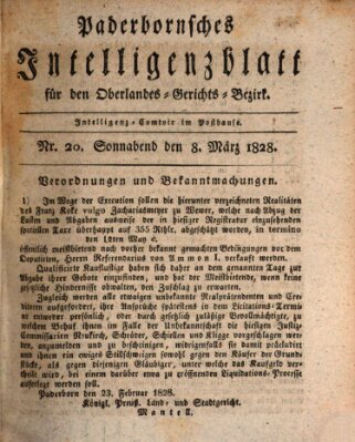 Paderbornsches Intelligenzblatt Samstag 8. März 1828