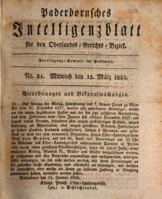 Paderbornsches Intelligenzblatt Mittwoch 12. März 1828