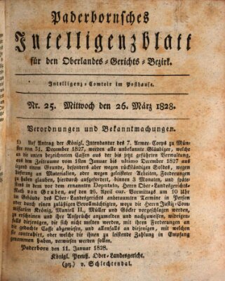 Paderbornsches Intelligenzblatt Mittwoch 26. März 1828