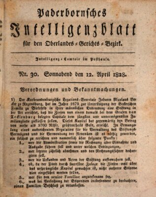 Paderbornsches Intelligenzblatt Samstag 12. April 1828