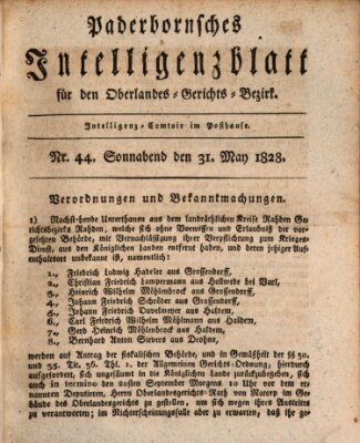 Paderbornsches Intelligenzblatt Samstag 31. Mai 1828