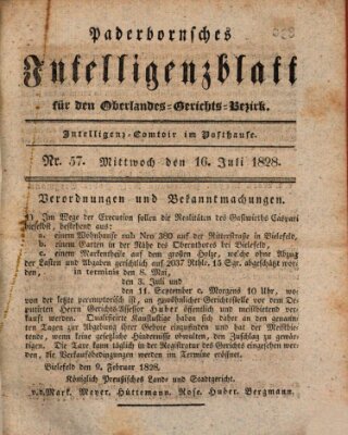 Paderbornsches Intelligenzblatt Mittwoch 16. Juli 1828