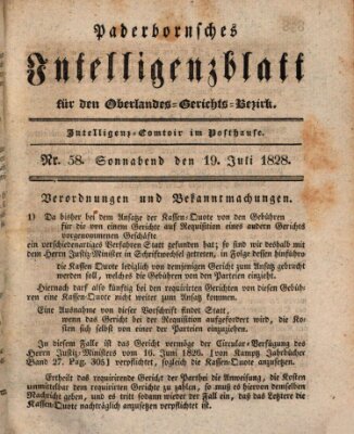 Paderbornsches Intelligenzblatt Samstag 19. Juli 1828