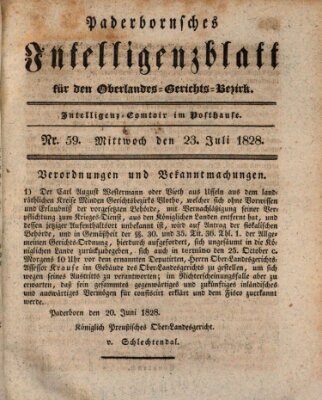 Paderbornsches Intelligenzblatt Mittwoch 23. Juli 1828