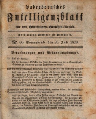 Paderbornsches Intelligenzblatt Samstag 26. Juli 1828