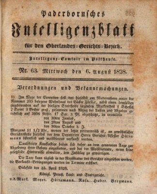 Paderbornsches Intelligenzblatt Mittwoch 6. August 1828