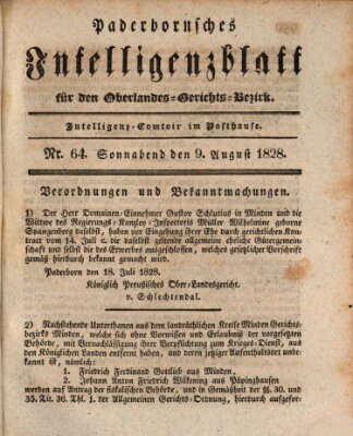 Paderbornsches Intelligenzblatt Samstag 9. August 1828