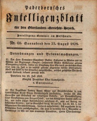 Paderbornsches Intelligenzblatt Samstag 23. August 1828