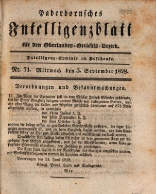 Paderbornsches Intelligenzblatt Mittwoch 3. September 1828