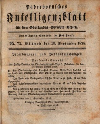 Paderbornsches Intelligenzblatt Mittwoch 10. September 1828