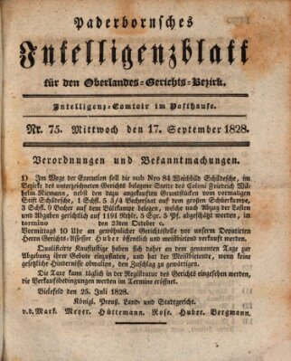 Paderbornsches Intelligenzblatt Mittwoch 17. September 1828