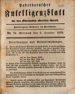 Paderbornsches Intelligenzblatt Mittwoch 1. Oktober 1828