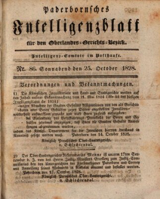 Paderbornsches Intelligenzblatt Samstag 25. Oktober 1828