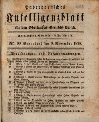 Paderbornsches Intelligenzblatt Samstag 8. November 1828