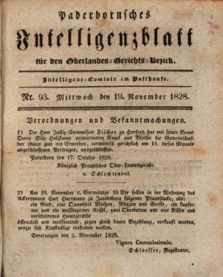 Paderbornsches Intelligenzblatt Mittwoch 19. November 1828