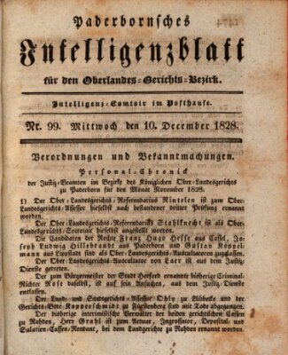 Paderbornsches Intelligenzblatt Mittwoch 10. Dezember 1828