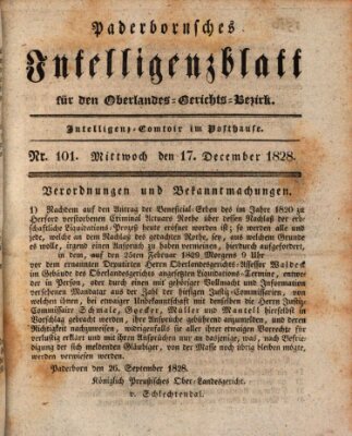 Paderbornsches Intelligenzblatt Mittwoch 17. Dezember 1828