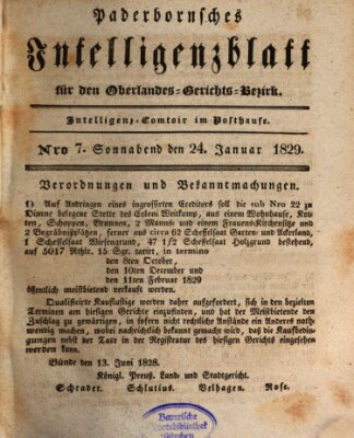Paderbornsches Intelligenzblatt Samstag 24. Januar 1829