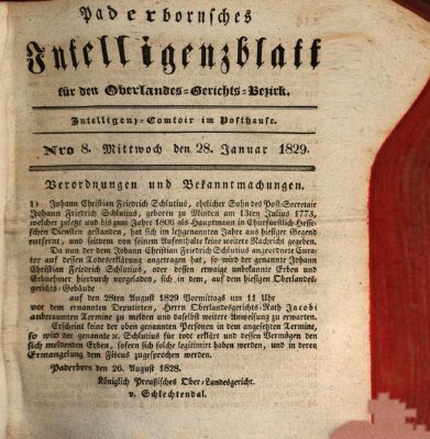 Paderbornsches Intelligenzblatt Mittwoch 28. Januar 1829