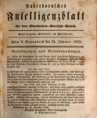 Paderbornsches Intelligenzblatt Samstag 31. Januar 1829