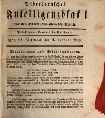 Paderbornsches Intelligenzblatt Mittwoch 4. Februar 1829