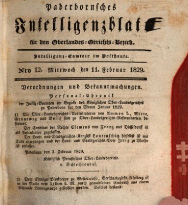 Paderbornsches Intelligenzblatt Mittwoch 11. Februar 1829