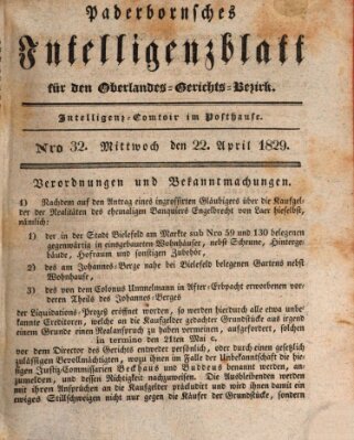 Paderbornsches Intelligenzblatt Mittwoch 22. April 1829